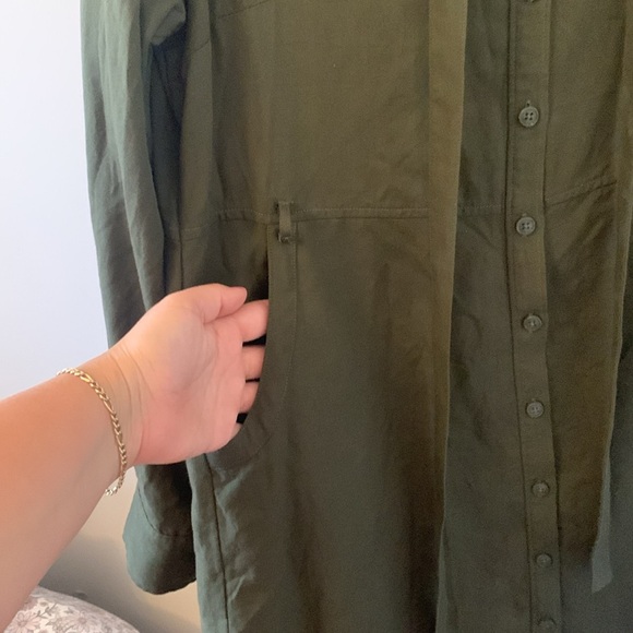 Fig PTP 22” Green 20% Merino WOOL Button Down Dress - Picture 3 of 5